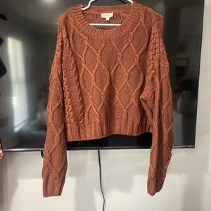 Böhme Burnt Orange Cable Knit Crewneck Sweater
